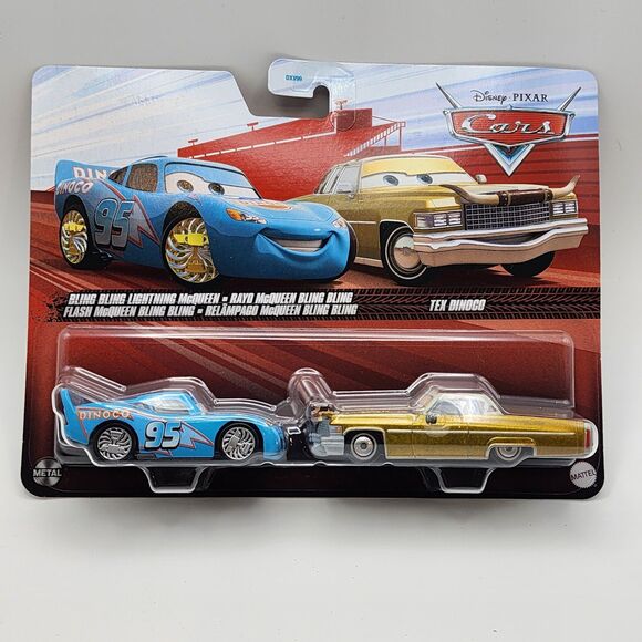 Mattel Disney Cars Pixar 2 Pack Bling Bling Lightning McQueen and Tex Dinoco - Picture 1 of 2
